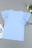 Hollow Out Ruffle Sleeve T-shirt