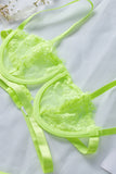 Neon Pink Lace Balconette Bralette Lingerie Set