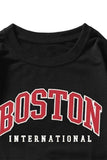 BOSTON Letters Print Crew Neck Men's Pullover Sweatshirt