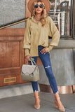 Khaki Billowy Sleeves Pocketed Shirt