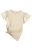 Hollow Out Ruffle Sleeve T-shirt