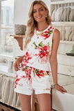 Floral Print Tank Top and Shorts Homesuit