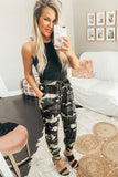 Camouflage Drawstring Elastic Waist Jogger Pants With Pockets