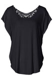 Macrame Low-cut Back Dolman Sleeve Shirt
