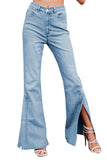 Wide Leg Split Hemline Flared Jeans
