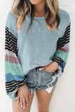 Striped Colorblock Long Sleeve Knit Top