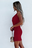 Criss Cross Spaghetti Strap Side Split Bodycon Mini Dress