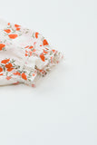 Split V Neck Floral Plus Size Blouse with Ruffles