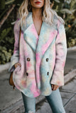 Camo Lapel Collar Open Front Fleece Coat