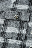 Plaid Print Buttoned Turn Down Collar Coat with Pocket