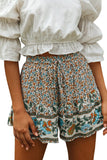 Summer Boho Floral Print A-line Elastic Waist Shorts