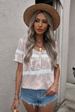 Buttoned Tie-dye Short Sleeve Top