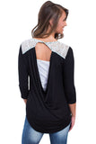 Lace Shoulder Low Cut Back Top