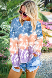 Multicolour Color Block Tie Dye Pullover Sweatshirt