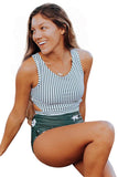 Printed Zipped Racerback Maillot