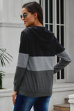 Color Block Zipped Neck Hoodie