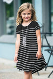 Colorblock Patchwork Striped Girls’ Dress