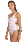 Striped Print Cheeky Monokini Swimsuit