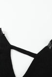Sexy V Neck Surplice Hollow-out Sweater with Lace Sleeves