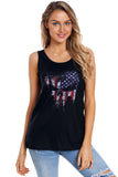 Faded Flag Print Black Active Tank Top