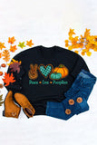Halloween Peace Love Pumpkin Pattern Sweatshirt