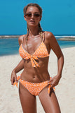 Orange Bohemian Print Knot Bikini Swimsuit