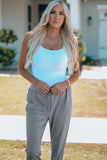 Drawstring High Waist Straight Leg Pants