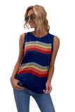 Crew Neck Colorblock Stripes Tank Top