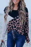 Leopard Colorblock Long Sleeve Top