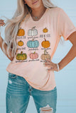 Pumpkins Letter Graphic Printed Short Sleeve T Shirt