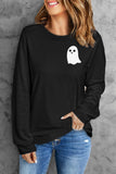 Black Ghost Graphic Print Long Sleeve Top