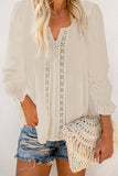 Bohemian Bubble Sleeve Eyelet Blouse