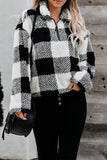 Plaid Zip Collar Plush Pullover Sweatshirt