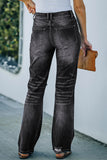 Black High Rise Washed Distressed Flare Jeans