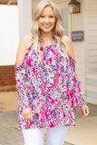 Floral Print Cold Shoulder Plus Size Top