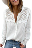 Buttoned Hollow-out Patch Long Sleeve Shirt