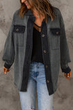 Contrast Trim Buttoned Fleece Jacket