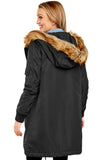 Fur Trim Hooded Longline Coat