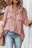 Pink Plush Button Down Pocketed Shirt Jacket