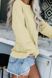 Solid Crew Neck Pullover Sweatshirt