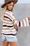 Casual Loose Bell Sleeves Striped Knit Sweater