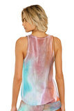 Multicolor Tie-dye Knit Sleeveless Shorts Pajamas Set