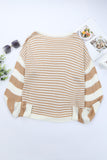 Bubble Sleeve Mixed Stripe Pullover Sweater