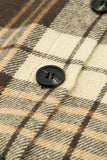Khaki Grid Print Boyfriend Shirt Coat