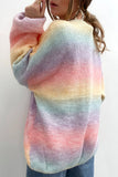 Multicolor Ombre Tie-dye Drop Shoulder Cardigan