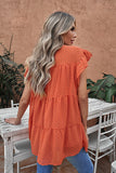 Dusty Pink Polka Dot Babydoll Style Flutter Sleeve Top