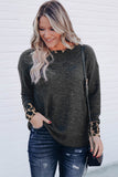 Black Leopard Contrast Trim Knit Top