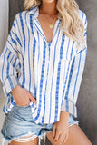 Stripe Print Button Down Shirt with Pocket