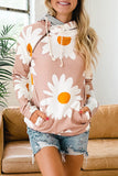 Daisy Print Zipped Doublehood Sweatshirt