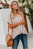 Striped Short Sleeve Buttoned Pocket Shirt